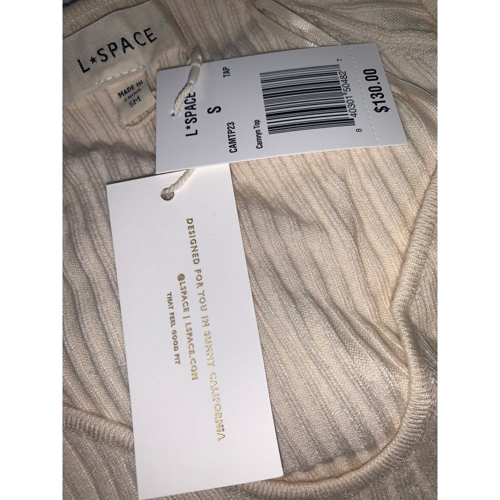 NEW L*Space Camryn Ribbed Fitted Long Sleeve Tapioca (Cream) Sweater Size Small - Picture 16 of 16